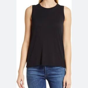 Halogen Black Sleeveless Crew Neck Tank Tops Women's Size M